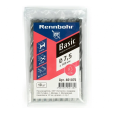 Сверло по металлу, ЦХ, 7,5 x109 мм, HSS-R, 10шт/уп, RENNBOHR BASIC PROM